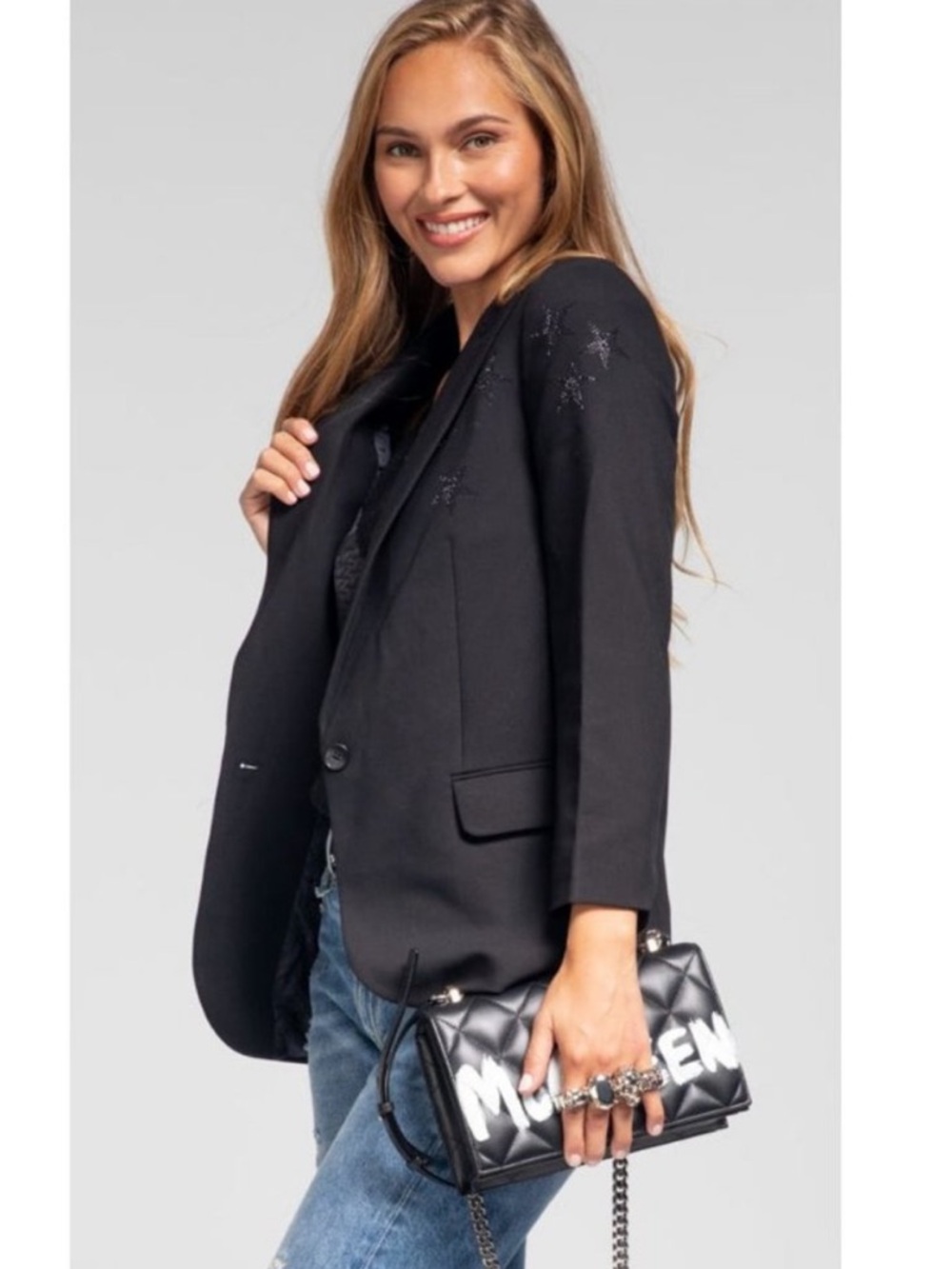 Zadig & Voltaire Blazer Viva Strass Star Perm in Black